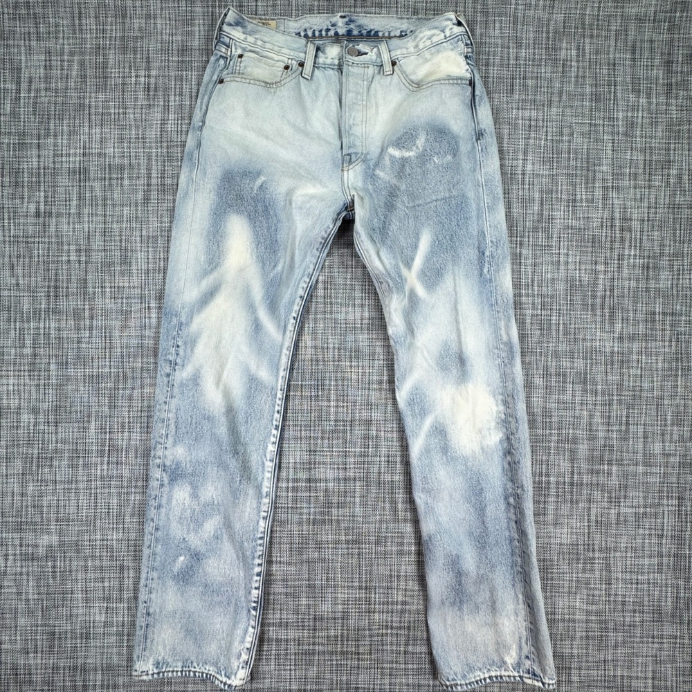 Levis 501 150th Anniversary Selvedge Jeans Mens 32x34 Light Wash Blue Button Fly